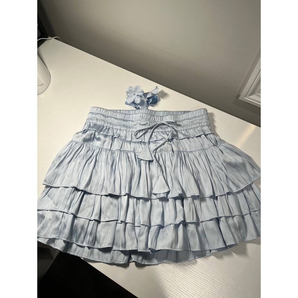 WERE ALL PRETTY‎ GIRLS Blue Tiered Ruffle Mini Skort Smocked Waist JSK105 Size M